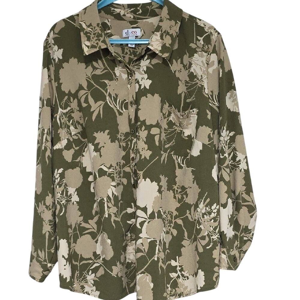 Denim & Company Women Sz 3X Green Floral Fairy Grunge Lightweight Whimisgoth Top